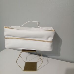 White and Gold Cosmetic Bag. 2 seperate Compartments